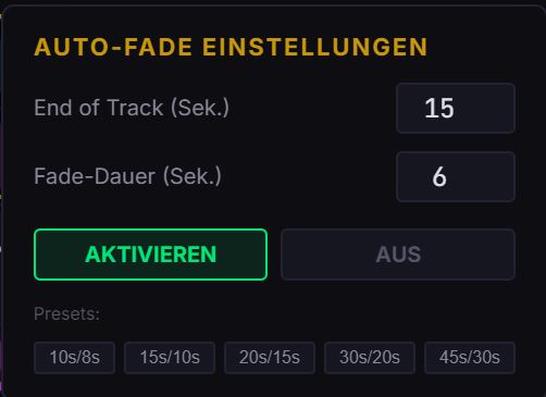 BPM-Studio Pro Auto-Fade Einstellungen