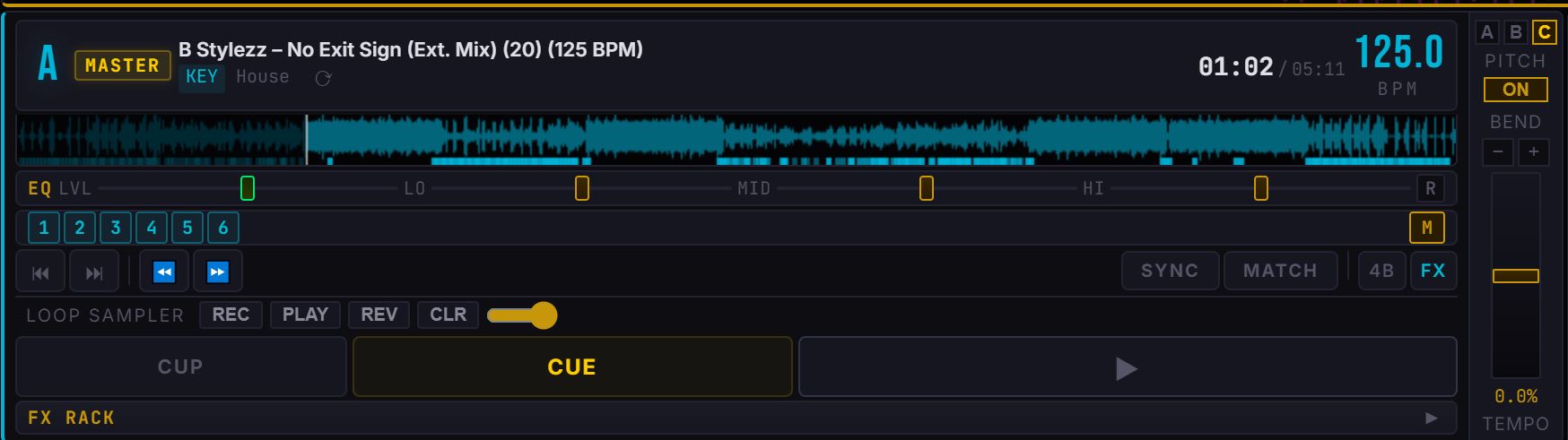 BPM-Studio Pro Deck-Ansicht